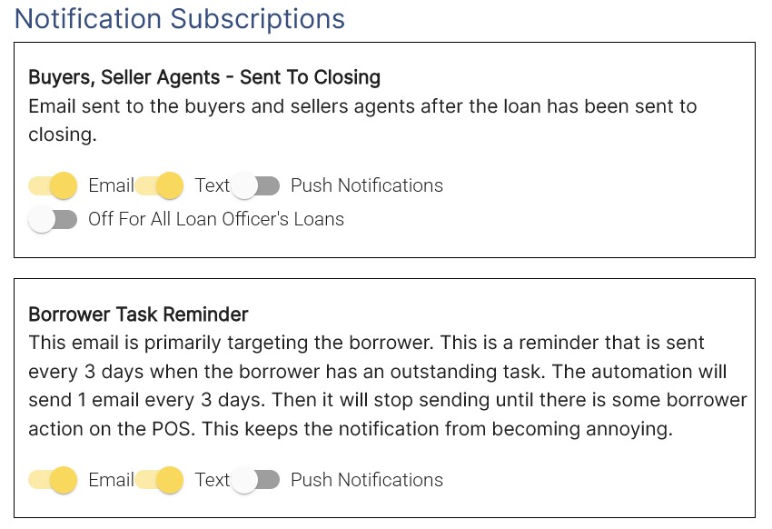 eqLend communication subscriptions