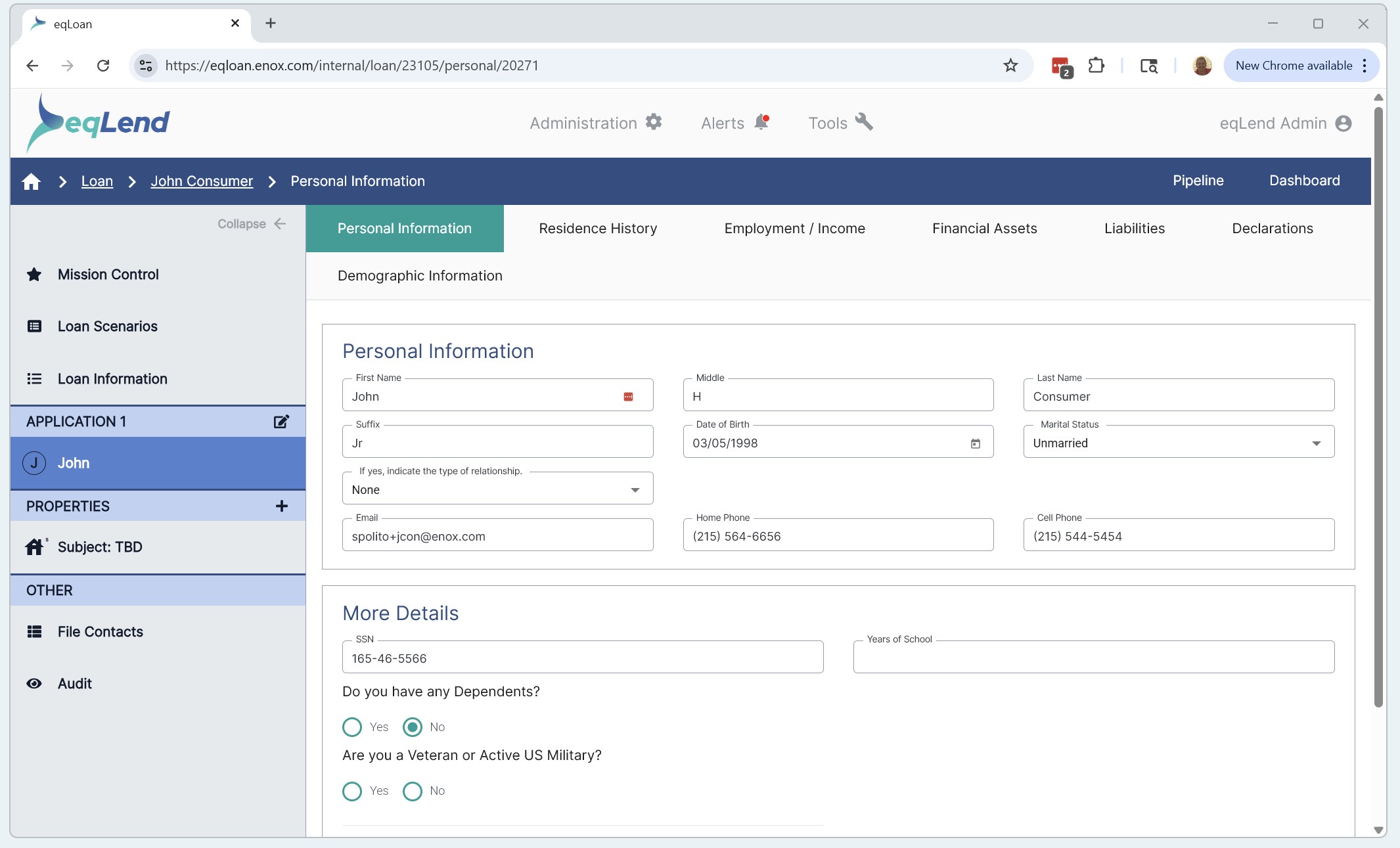 eqLend Loan Officer, Employee, and Realtor Portal